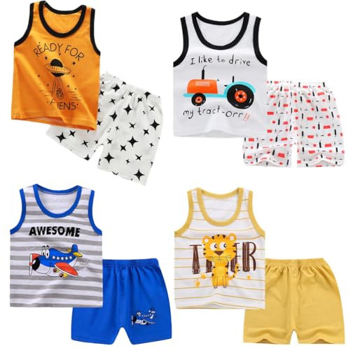 XM-Amigo 8 Pack De Bébé Garçon sans Manches T-Shirt Débardeurs Pantalons Courts Ensembles De Vêtements, Âge (6-18 Mois) Étiqueter:55