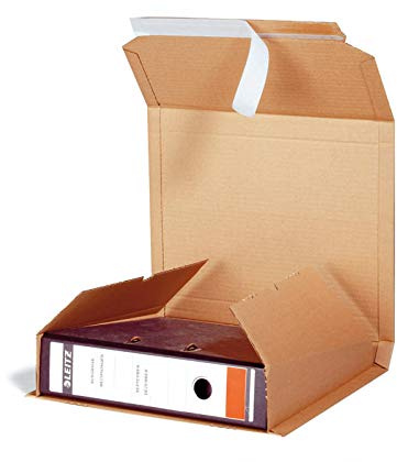 Ordner-Versandbox, 320x290x35-80mm, A4, braun, SK-Verschluss, Aufreißstreifen, 25 Stück