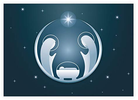 Kartenkaufrausch Moderne christliche Weihnachtskarte mit schöner Krippe • Ihre individuelle Weihnachtspost mit Umschlag zu Neujahr, Silvester für Familie und Firma