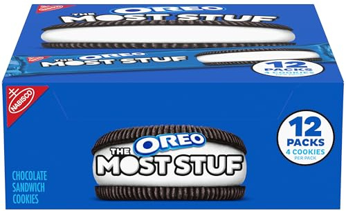 OREO The Most Stuf - Galletas sándwich de chocolate, 12 paquetes de bocadillos | 4 galletas por paquete, envueltas individualmente