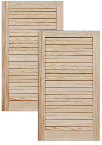 Lamellentür Holztür Natur 717 x 394 x 21 mm mit geschlossenen Lamellen für Regale, Schränke, Möbel | Kiefer Holz unbehandelt | Doppel-Paket 2-er Pack