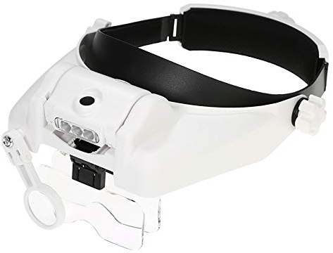 Bysameyee Lupe mit Licht für Arbeiten in der Nähe, Lupenvisier zur Kopfmontage 3 LED-Juwelierlupenlicht, 1-Fach bis 14-Fach Zoom Freisprech-Beleuchtungsglas-Headset zum Lesen, Nähen, Reparieren Uhren