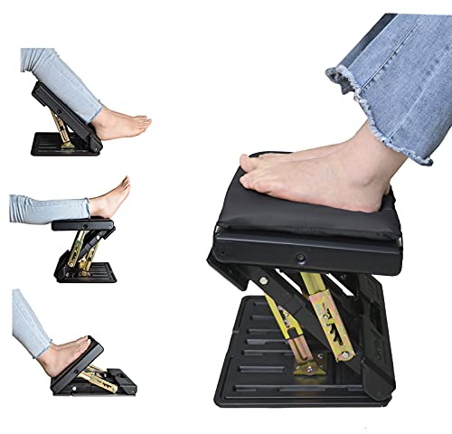 SurmountWay Fußstütze Schreibtisch Verstellbar mit Massage, Ergonomische Fußablage Fußhocker Höhe Winkel Einstellbar für Büro Zuhause (Schwarz)