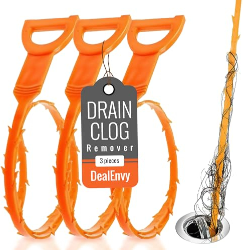 DealEnvy 3er-Packung Abfluss-Schlangen, Duschablauf-Schlangen, Haarverstopfungsentferner, Haarschlangen für Duschablauf, um Verstopfungen des Abflusses zu lösen, auch Waschbecken und