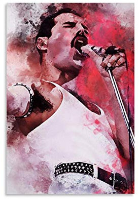 HHRF Kunstdruck auf Leinwand, Motiv: Freddie Mercury 35, klassische Rockmusik, 60 x 90 cm