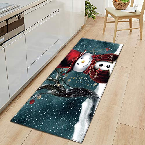 GUOCU Weihnachtsteppich Weihnachten Area Rug Türmatte Kurzflor Fußmatte rutschfeste Badteppiche Badematte Sofa Matte Plüsch Teppich fürs Wohnzimmer Schlafzimmer Küche Home Teppiche Decor F 60x180CM