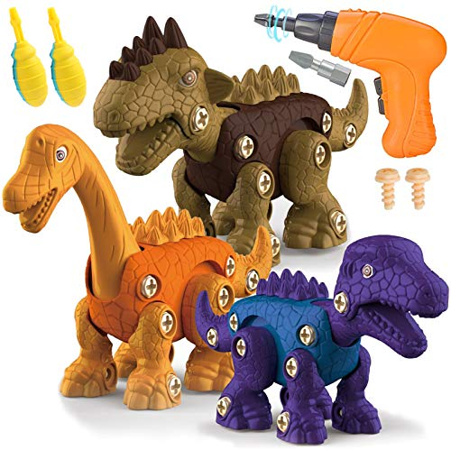 STAY GENT Démontage Jouet Dinosaure avec Jeu Perceuse Électrique, 3 Packs Assemblage Brachiosaure STEM Bricolage Jeux Construction Jouets, DIY Apprendre Cadeau pour Jouets Enfants 3 4 5 6 7 8 Ans
