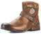 COWSDELLA Stivali da uomo in pelle con suola in gomma Stivali da Moto da Motociclista Cowboy con cerniera Chukka Stivaletti Classico CD-5008-1-E-Brown-10-R