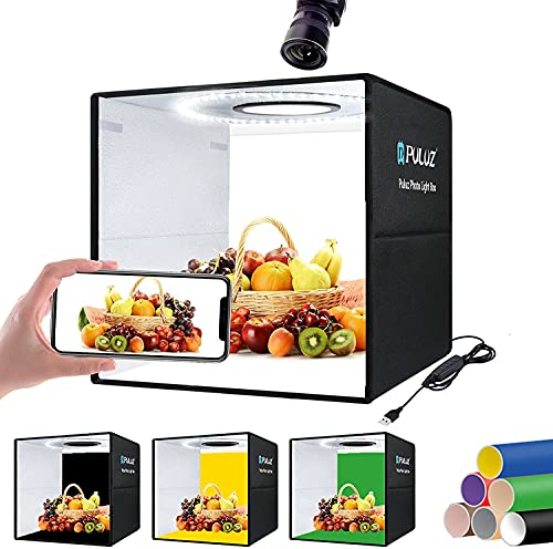 OBEST Photo Studio Light Box,16 x 16/40 x 40cm Professional Portable Foldable Photography Dimmable Shooting Tent Kit with 160 LED Lights,Double-Side Background Paper with 12 Colors (40 * 40cm)