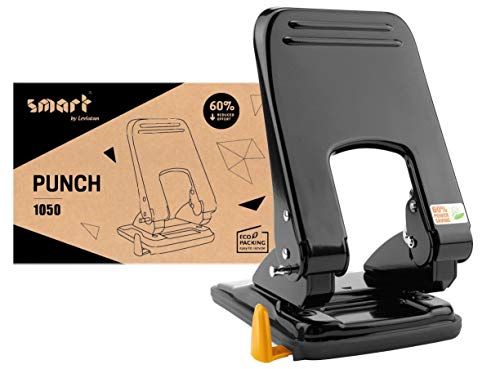 smart by Leviatan Locher 50 Blatt - Locher 1050 Ideal für Papierformate A4, A5, A6, Folio – 60 Prozent Reduzierter Kraftaufwand - Locher für Schule, Bürolocher, Moderner Look