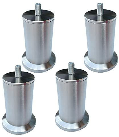 JIAOLUN123 4 Möbelfüße Möbelbeine Tischplatte aus silbernem Edelstahl, Metallschrankfüße, Sofafüße, Bettfüße, M8, dickeres Material (20cm)