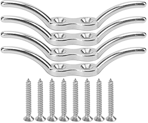 8PCS Rope Cleat Hook, 4 Zoll Edelstahl Boat Rope Cleats Hook Cast Hardware mit Befestigungsschraube Bootfahren