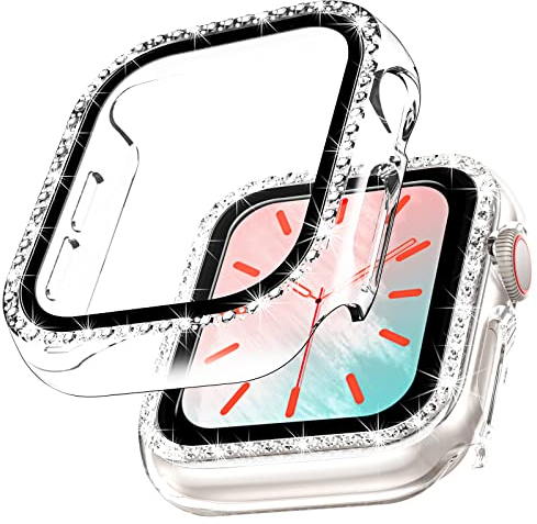 TOCOL 2 Stück Hülle für Apple Watch Series 9 Series 7 41mm, 360° Rundum Bling Cover Diamonds für iWatch Series 9/7 41mm, Transparent