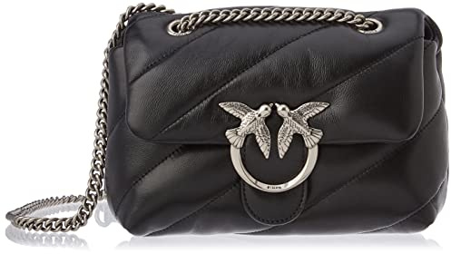 Pinko Damen Love Mini Puff Maxi Quilt 8 CL Handtasche, Z99O_Nero-Old Silver