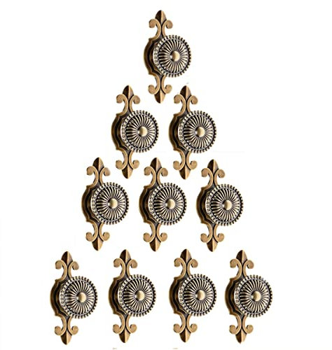 Mgoodoo 10 Stück Zieht Griffe Knöpfe für Schublade Tür Küche Schrank Möbel Kleiderschrank Rund Antike - Antik Messing