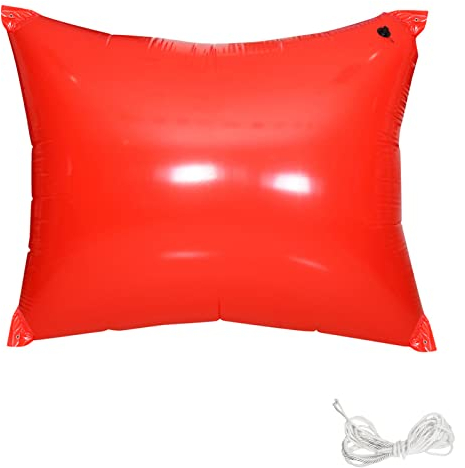FONDUO Poolkissen Winter XXL 2x2.5m Pool Luftkissen Pool Winterkissen Luftkissen Winter Poolkissen mit 4 Ösen und 2 Rollen Seil, Winterkissen und Poolkissen für Pool Abdeckplane Pool Zubehör (Rot x1)