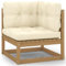 Yongdu Garten-Ecksofa mit Creme Kissen, Gartenlounge, Outdoor Sofa, Loungemöbel, Balkonmöbel Lounge, Garten Sofa, Terrassenmöbel, Massivholz Kiefer