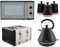 Tower Cavaletto Black & Rose Gold 1.7L 3KW Pyramid Kettle, 4 Slice Toaster, 800W 20L Microwave & 3 Tea, Coffee & Sugar Canisters. Contemporary Matching Kitchen Set of 6