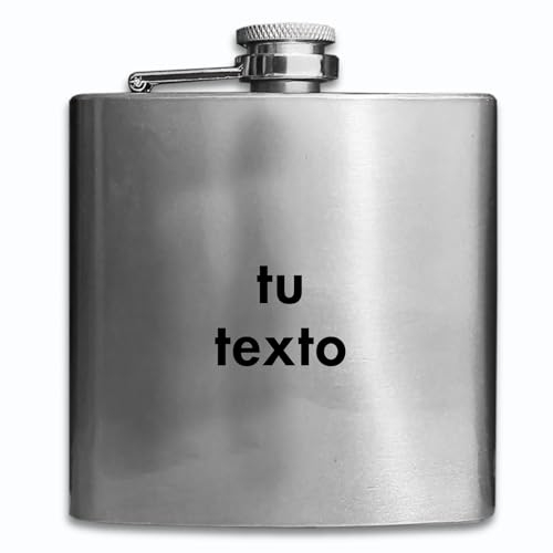 Petaca Personalizada de Acero Inoxidable - Graba Tu Nombre o Frase - Regalo Ideal para Todas las Ocasiones (175ml)