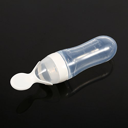 Flasche Mit Löffel Baby,Silikon Feeder, Baby Löffel Flasche Squeeze Feeder,Le Mit Löffel,Selbst Fütterung Flasche Für Baby,Lebensmittel Ausgabe Löffel,Mam Easy Start Biberon 90Ml Silikon Baby