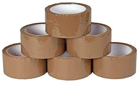 6 Rouleaux de Ruban Adhésif 48 mm x 100m d'Emballage Résistant, Marron Scotch Haute Qualité 48 mm x 100m