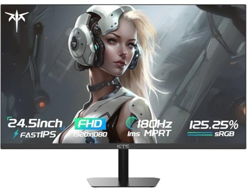 KTC 24 Inch Gaming Monitor FHD 1080P Fast IPS 165Hz, 125% sRGB 1ms HDR Zero-Frame Computer Monitor, HDMI 2.0x2, DisplayPort 1.4x1, FreeSync & G-Sync, Tilt, VESA Compatible, Eye Care