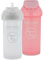 Twistshake 2x Gobelet Pour Bébé Avec Paille - 360ml | Bouteille D'eau Pour Bébé | Sans BPA | Gobelet D'apprentissage Pour Enfant | Blanc Rose