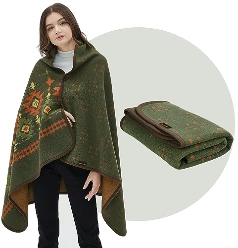 ACUSHLA Tragbare Kuscheldecke MerinoWolle Wolldecke warm Decke TV Decke Kuscheldecke (Wolle) – Geburtstagsgeschenke für Männer und Frauen (Myers Grün)