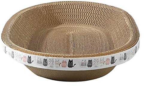 Raspador de gato de cartón,Rascador de gato ovalado de alta densidad para rascadores y muebles | Poste de rascado para gatos de interior para gatos de interior que duerme