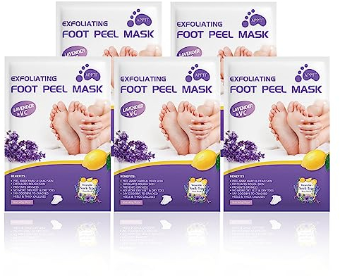 Holzsammlung 5 Pack Masque Peeling Pieds,Chaussette Exfoliante Pied, Baby Soft Smooth Touch Feet-Homme Femme Masque Pieds Peeling Exfoliant#01