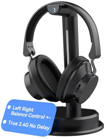 ANSTEN Casque sans Fil pour Regarder la télévision avec contrôle de l'équilibre, transmetteur numérique Optique RCA AUX 2,4 GHz, contrôle du Volume Rouleau, 5 Modes sonores, Pas de décalage Audio