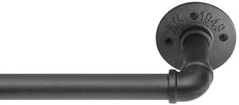 Schwarze industrielle Gardinenstange, 80-300cm, Gardinenstange für Fenster, einziehbare Gardinenstange für Verdunkelungsvorhänge, verstellbare dekorative Gardinenstange mit Kappen