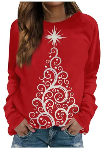 Damen Sweatshirt Damen Rundhals Sweater Weihnachtspullover Damen Lang Hässliche Weihnachtspullover Weiße Pullover Damen Basic Weihnachtspullover Damen Grinch Decke Hoodie Damen Ugly Christmas