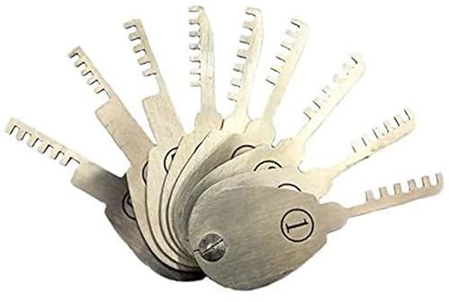 9-Piece Folding Comb Lock Pick Set, Rake Lockpicking Door Lock Tool, Professional Locksmith Tools
