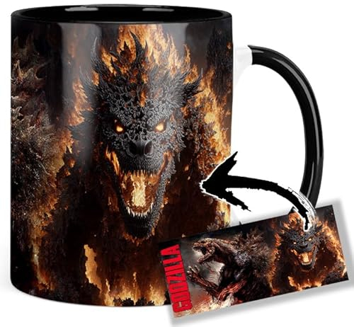 Godzilla Tasse Innen & Henkel Schwarz Keramikbecher Mug