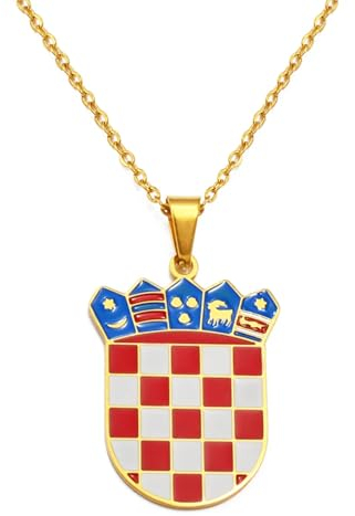 Patriotischer Charm-Schmuck Für Damen Und Herren, Kroatien-Flaggen-Anhänger-Halsketten, Gelb/Weiß, Für Damen Und Herren, Kroatischer Nationalsymbol-Schmuck, Gelb/Weiß, Hip-Hop-Schmuck, Geschenke