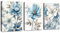 FajerminArt 3 Pcs Tableau Décoration Murale Salon Fleurs grises et bleues Encre Impression sur Toile Image sur Toile Peintures sur Toile Décoration Murale pour Salon Chambre Maison Bain 30x40cmx3pcs