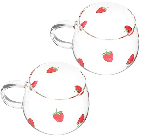 Zerodeko 2pièces Imprimées Fraise Gobelets Résistants Chaleur pour Maison Et Cuisine