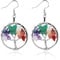 MAIGO Crystal Tree of Life Earrings - Chakra Drop Ladies Earrings, Rose Quartz Hook Tree of Life Jewellery Gifts (Silver)