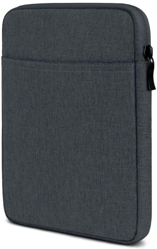 moex Tablet Hülle für Amazon Fire 7 (2022) Tasche mit Reißverschluss und Fach für Zubehör, Nylon Stoff Sleeve weich Gepolstert, Schutzhülle Minimalistisch Dash Case, Anthrazit