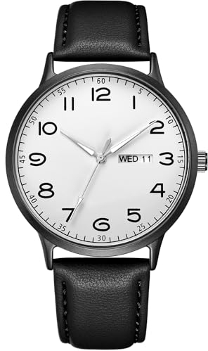 CIVO Armbanduhr Herren Schwarz Lederarmband: Analog Herrenuhr Datum Wasserdicht Leuchtend Quarz - Minimalistisch Uhren Geschenke für Männer