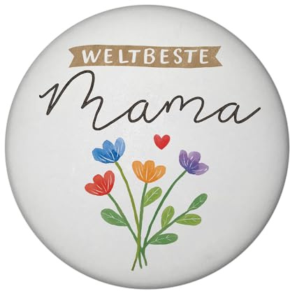 Blumenstrauß Magnet rund mit Spruch Weltbeste Mama Muttertagsgeschenk voller Liebe mit Herz Ideal für Mutter Familie am Muttertag
