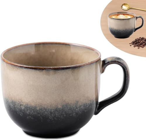 Tazza in ceramica vintage, tazza da caffè da 480 ml in gres con manico, tazza grande da 16 oz in gres tazze da cappuccino tazze da caffè tazza da colazione in gres tazza da caffè per caffè latte tè
