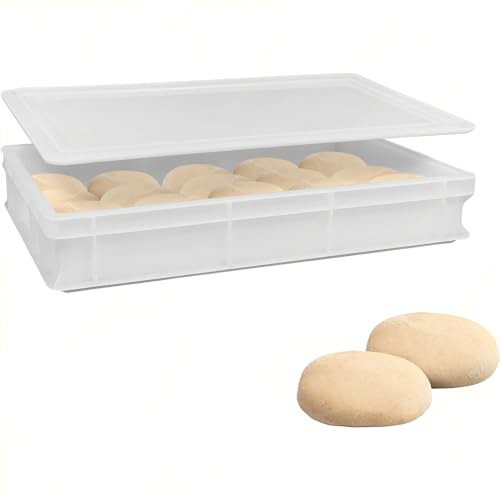 Sicignano | Vaschetta Cassetta Service per Impasti 60x40x13h cm con Coperchio con Fondo e Pareti Chiuse, Capacità 26 litri, Impilabile, Bianco, Polietilene Alimentare Lavabile in Lavastoviglie