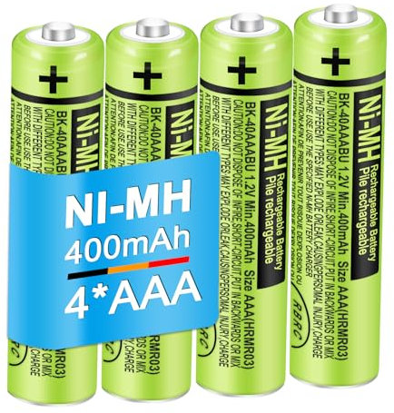 EOCIK BK-40AAABU 4 Pack NI-MH 400mAh AAA Rechargeable Battery for Panasonic 1.2V AAA Rechargeable Battery for Cordless Phones
