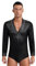 MSemis Herren Glitzernde Strasss Bodysuit Einteiler Latein Standard Hemdbody Langarm Tanz-Body Ballett Trikot Training Overall Dancewear Schwarz M