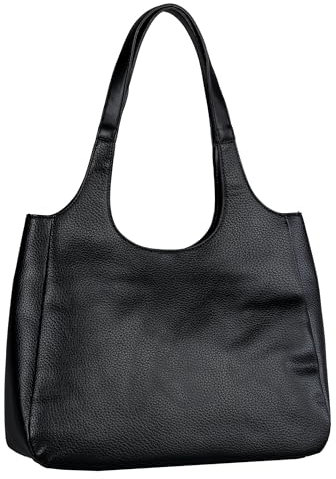 TOM TAILOR Denim Leana Damen Shopper Umhängetasche Reißverschluss Mittelgroß Schwarz