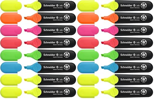 Schneider Job 150 Textmarker (aus recyceltem Kunststoff, ausgezeichnet mit Der blaue Engel) 8er Etui sortiert (Packung mit 2)