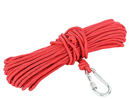 Strong Pull Force Magnet Fishing Rope, 20M Outdoor Salvage Line with D-Ring Carabiner, for Camping, Hiking, Boating