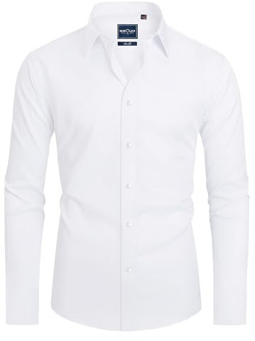 DEMEANOR Camisa de manga larga para hombre, camisa de vestir/negocio de corte ajustado, fácil de planchar, camisa para el tiempo libre, XL